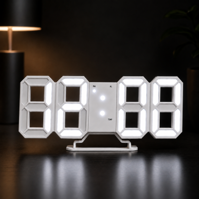 Digital LED Electronic Table & Wall Clock – Multi-Functional Alarm Clock with Temperature Sensor, Date Display, USB Powered, and Memory Backup